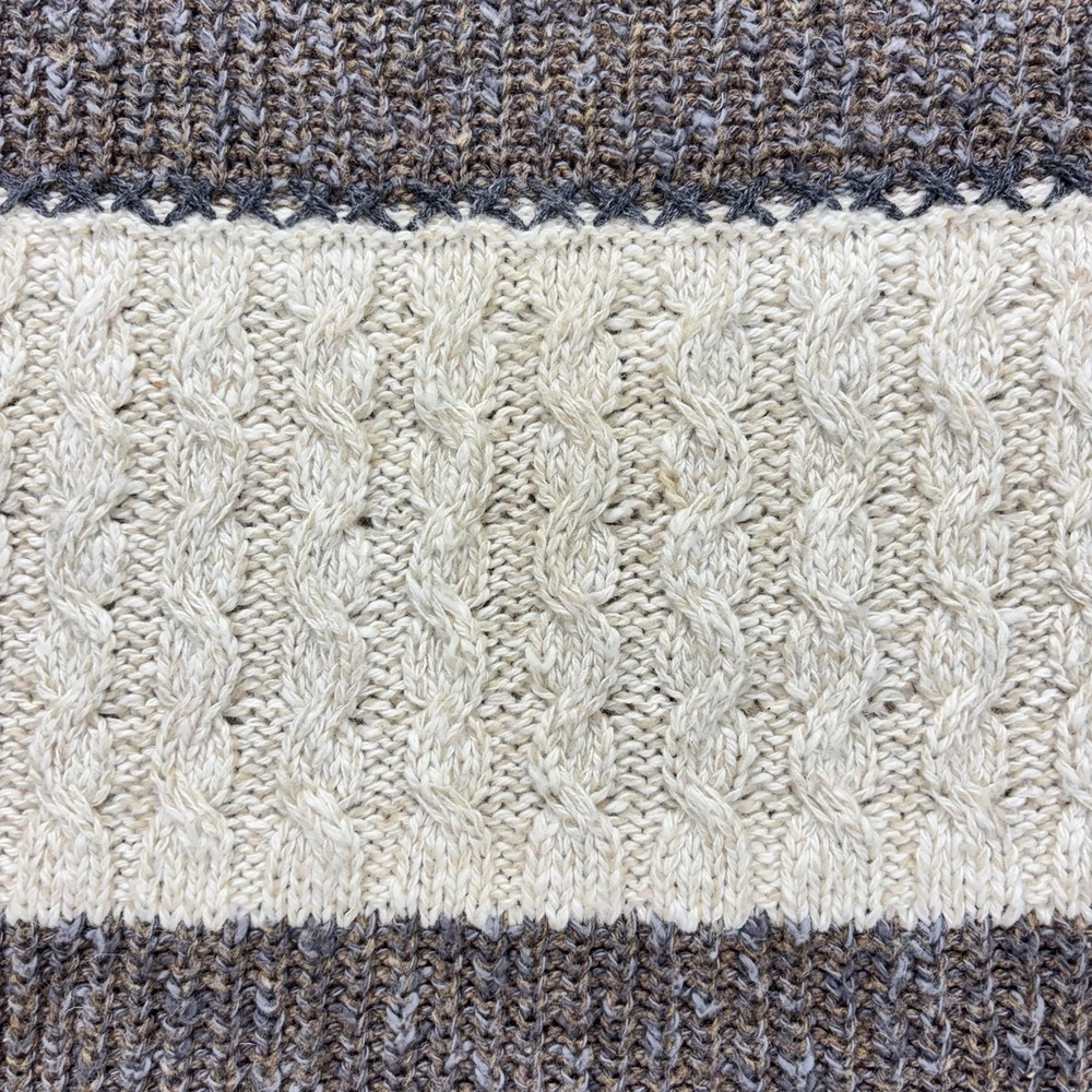VTG Eddie Bauer Sweater Mens 2XL Tall Brown Chunky Cable Knit Wool Fisherman USA - Picture 2 of 8